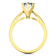 Solitaire Diamond Engagement Ring Wide Tappered 14K Yellow Gold