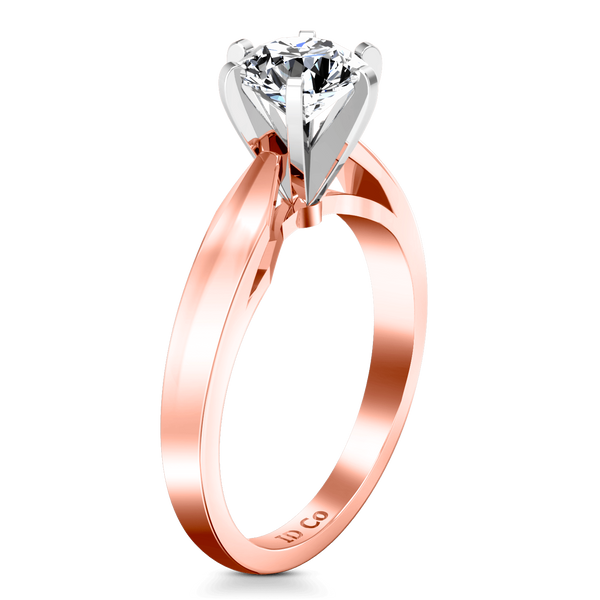 Solitaire Diamond Engagement Ring Wide Tappered 14K Rose Gold