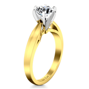 Solitaire Diamond Engagement Ring Wide Tappered 14K Yellow Gold