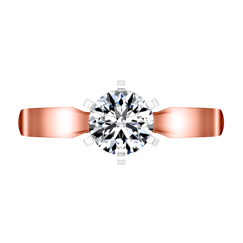 Solitaire Diamond Engagement Ring Wide Tappered 14K Rose Gold
