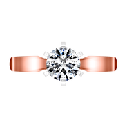 Solitaire Diamond Engagement Ring Wide Tappered 14K Rose Gold