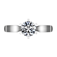 Round Diamond Solitaire Engagement Ring Wide Tappered 14K White Gold