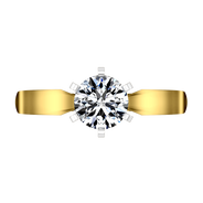 Solitaire Diamond Engagement Ring Wide Tappered 14K Yellow Gold