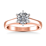 Solitaire Diamond Engagement Ring Stylized 6 Prong 14K Rose Gold