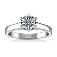 Round Diamond Solitaire Engagement Ring Stylized 6 Prong 14K White Gold