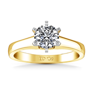 Solitaire Diamond Engagement Ring Stylized 6 Prong 14K Yellow Gold