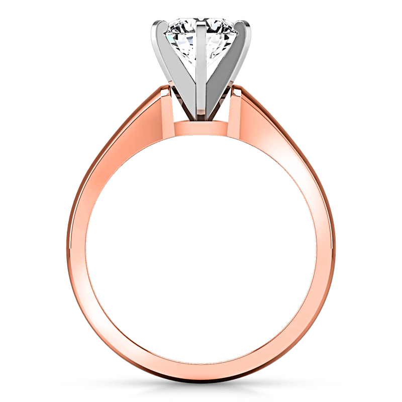 Solitaire Diamond Engagement Ring Stylized 6 Prong 14K Rose Gold
