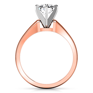 Solitaire Diamond Engagement Ring Stylized 6 Prong 14K Rose Gold