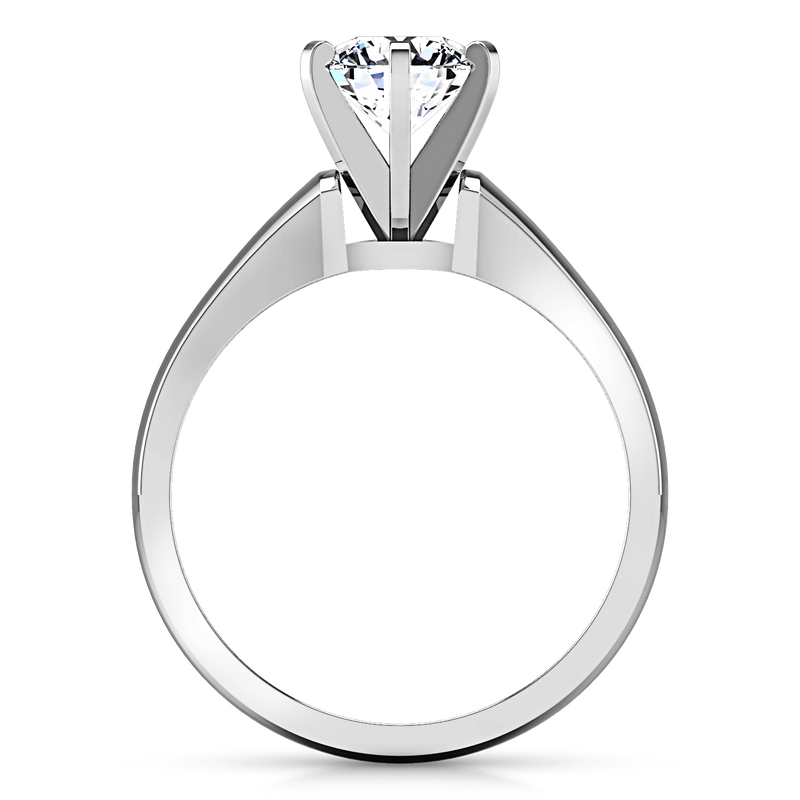 Round Diamond Solitaire Engagement Ring Stylized 6 Prong 14K White Gold