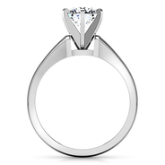 Round Diamond Solitaire Engagement Ring Stylized 6 Prong 14K White Gold