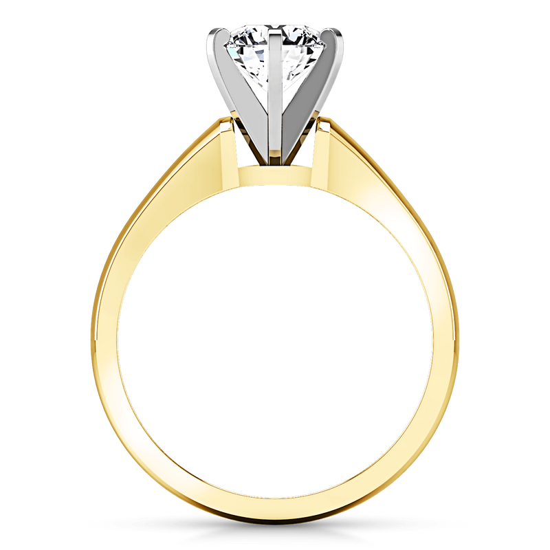 Solitaire Diamond Engagement Ring Stylized 6 Prong 14K Yellow Gold