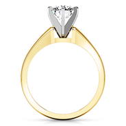 Solitaire Diamond Engagement Ring Stylized 6 Prong 14K Yellow Gold