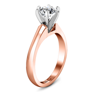Solitaire Diamond Engagement Ring Stylized 6 Prong 14K Rose Gold