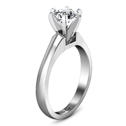 Round Diamond Solitaire Engagement Ring Stylized 6 Prong 14K White Gold