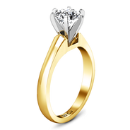 Solitaire Diamond Engagement Ring Stylized 6 Prong 14K Yellow Gold