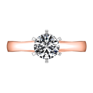 Solitaire Diamond Engagement Ring Stylized 6 Prong 14K Rose Gold