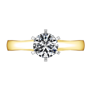 Solitaire Diamond Engagement Ring Stylized 6 Prong 14K Yellow Gold