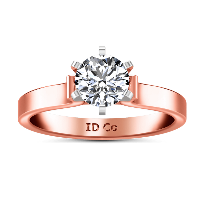 Solitaire Diamond Engagement Ring Curved Shoulder 14K Rose Gold