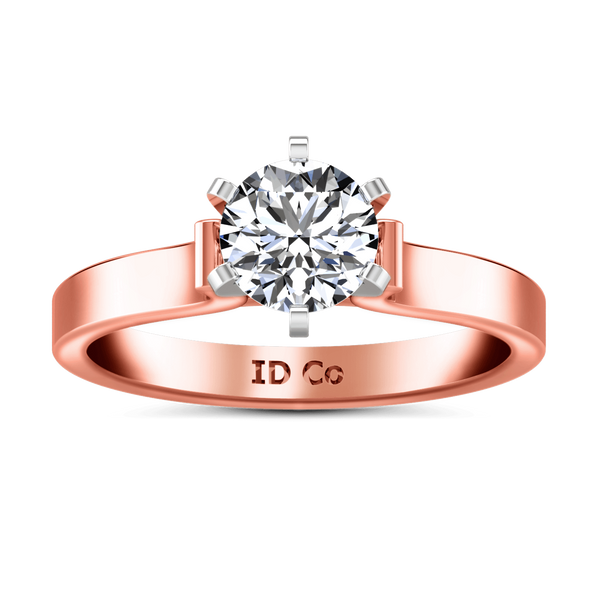 Solitaire Diamond Engagement Ring Curved Shoulder 14K Rose Gold