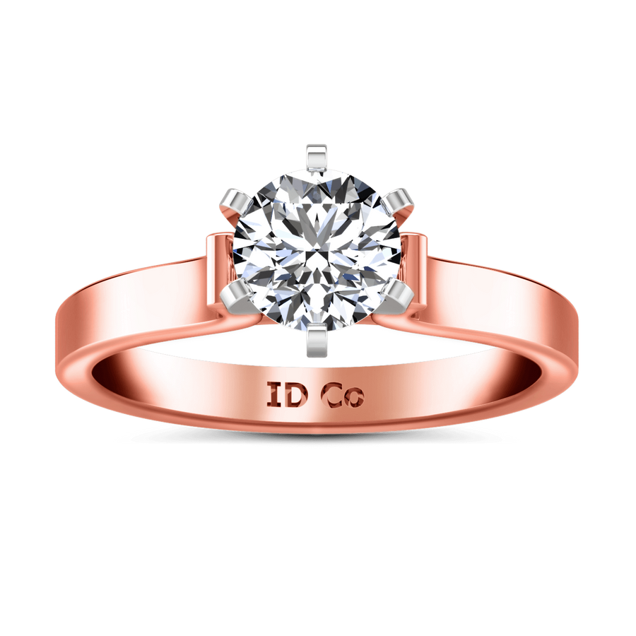 Solitaire Diamond Engagement Ring Curved Shoulder 14K Rose Gold