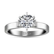 Round Diamond Solitaire Engagement Ring Curved Shoulder 14K White Gold