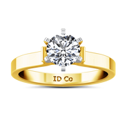 Solitaire Diamond Engagement Ring Curved Shoulder 14K Yellow Gold