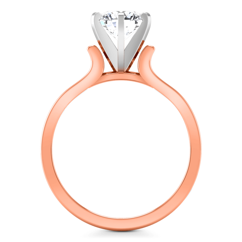 Solitaire Diamond Engagement Ring Curved Shoulder 14K Rose Gold