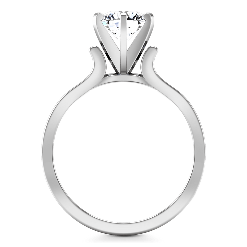 Round Diamond Solitaire Engagement Ring Curved Shoulder 14K White Gold