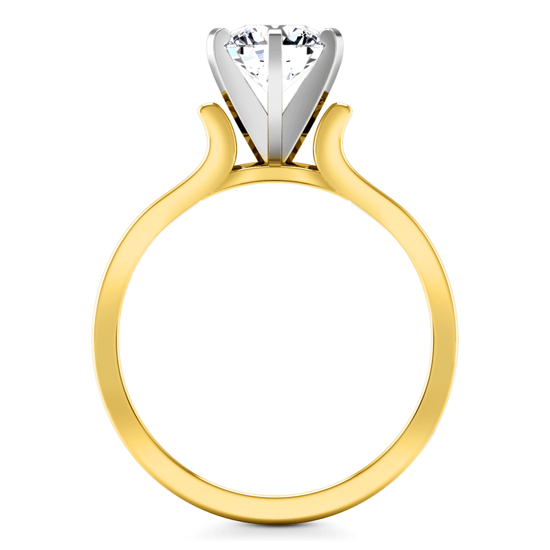 Solitaire Diamond Engagement Ring Curved Shoulder 14K Yellow Gold