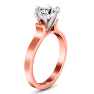 Solitaire Diamond Engagement Ring Curved Shoulder 14K Rose Gold