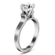 Round Diamond Solitaire Engagement Ring Curved Shoulder 14K White Gold