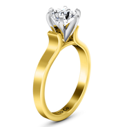 Solitaire Diamond Engagement Ring Curved Shoulder 14K Yellow Gold