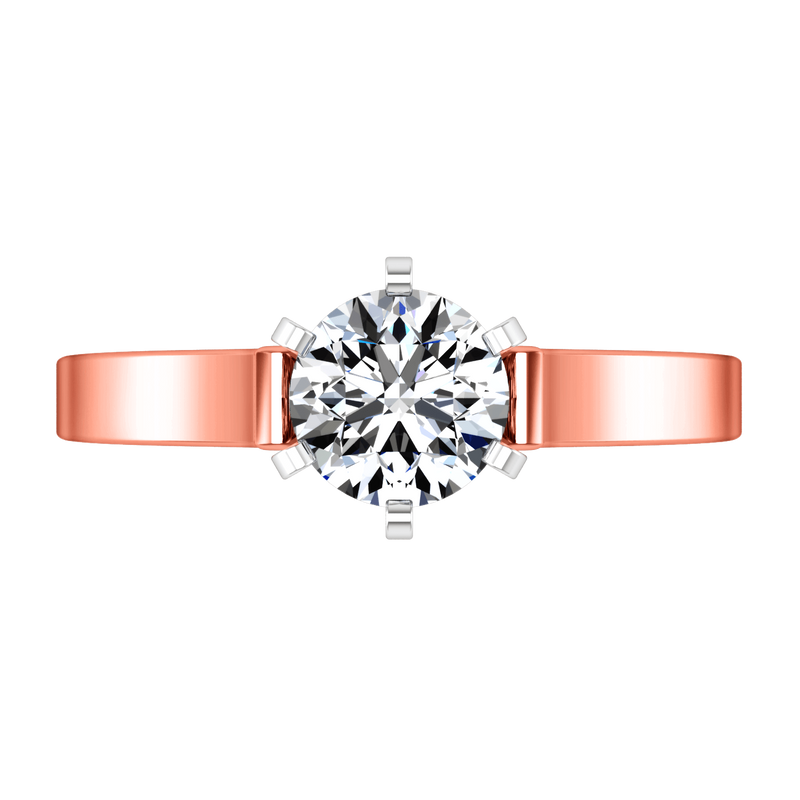 Solitaire Diamond Engagement Ring Curved Shoulder 14K Rose Gold