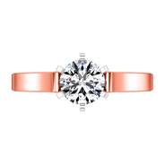 Solitaire Diamond Engagement Ring Curved Shoulder 14K Rose Gold
