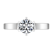 Round Diamond Solitaire Engagement Ring Curved Shoulder 14K White Gold