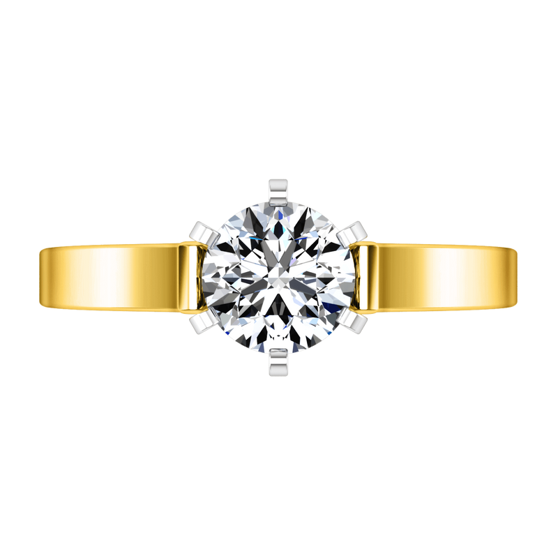 Solitaire Diamond Engagement Ring Curved Shoulder 14K Yellow Gold