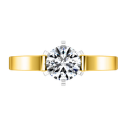 Solitaire Diamond Engagement Ring Curved Shoulder 14K Yellow Gold