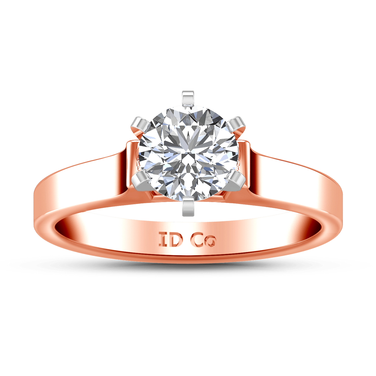 Solitaire Diamond Engagement Ring Modern 14K Rose Gold