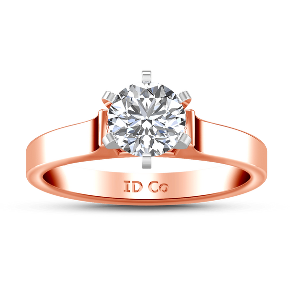 Solitaire Diamond Engagement Ring Modern 14K Rose Gold