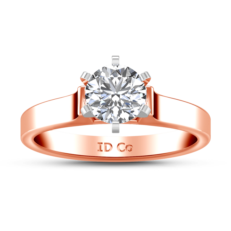 Solitaire Diamond Engagement Ring Modern 14K Rose Gold