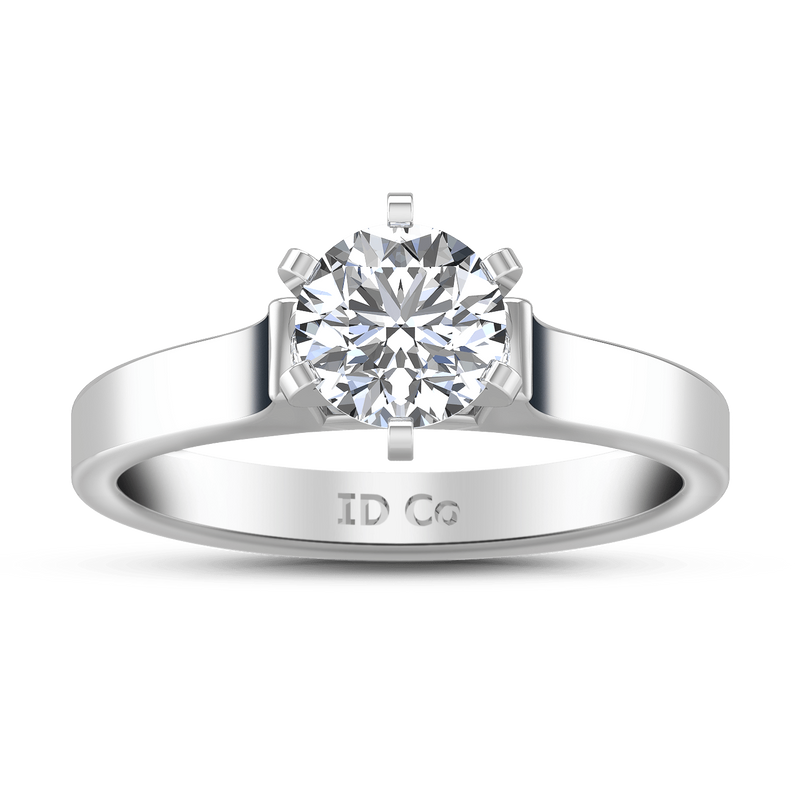 Round Diamond Solitaire Engagement Ring Modern 14K White Gold