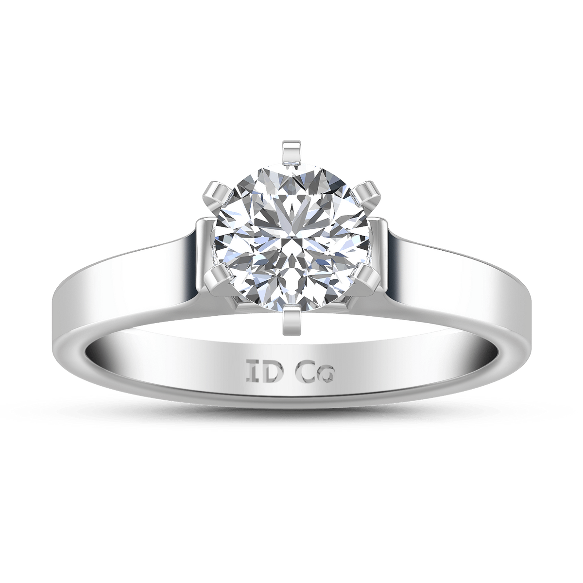 Round Diamond Solitaire Engagement Ring Modern 14K White Gold
