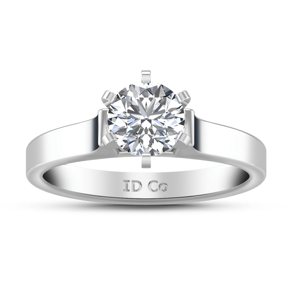 Round Diamond Solitaire Engagement Ring Modern 14K White Gold