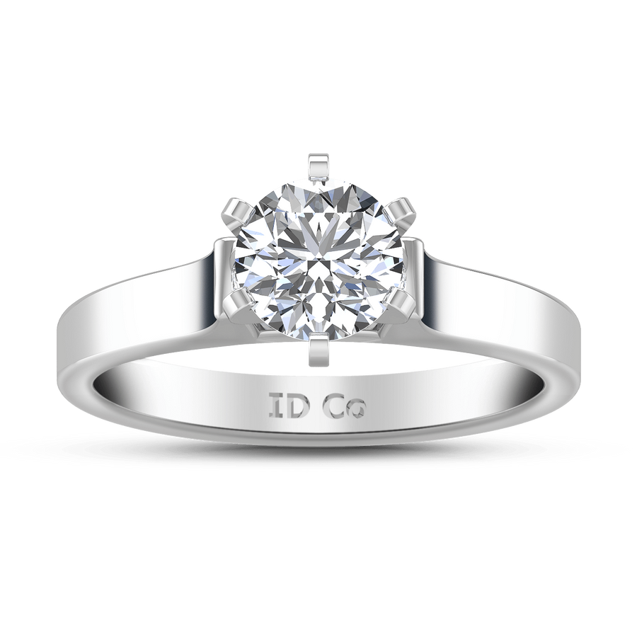Round Diamond Solitaire Engagement Ring Modern 14K White Gold