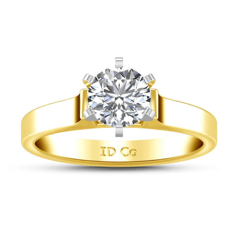 Solitaire Diamond Engagement Ring Modern 14K Yellow Gold