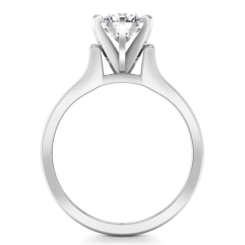 Round Diamond Solitaire Engagement Ring Modern 14K White Gold