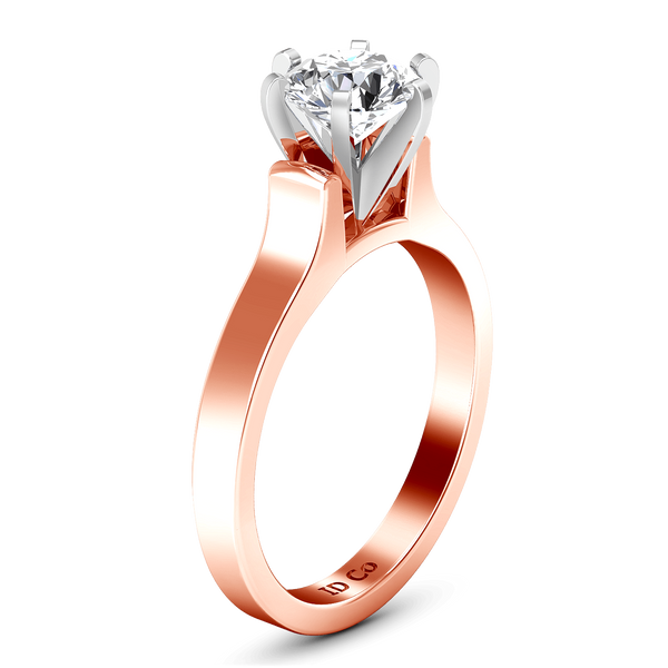 Solitaire Diamond Engagement Ring Modern 14K Rose Gold