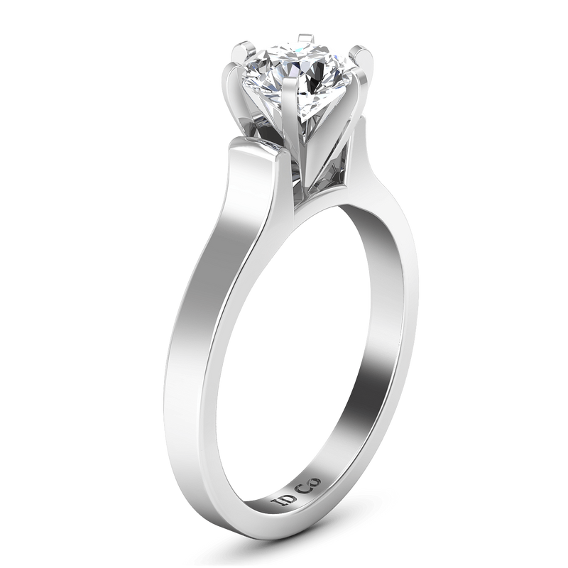 Round Diamond Solitaire Engagement Ring Modern 14K White Gold