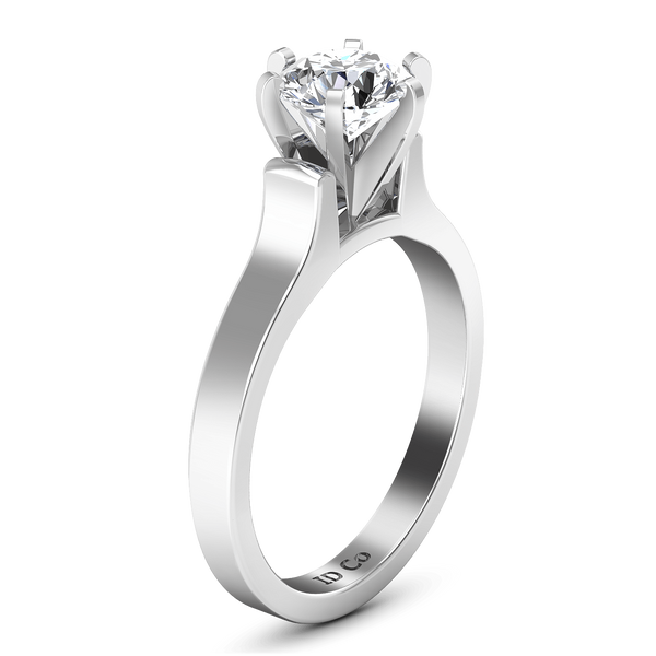 Round Diamond Solitaire Engagement Ring Modern 14K White Gold