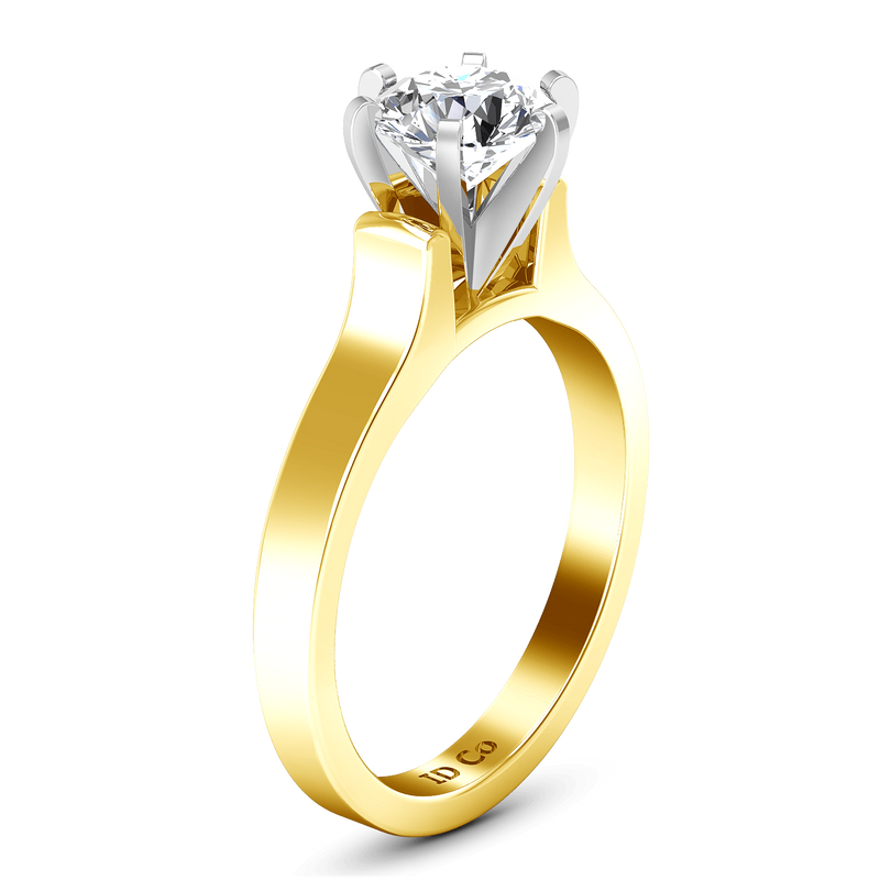Solitaire Diamond Engagement Ring Modern 14K Yellow Gold